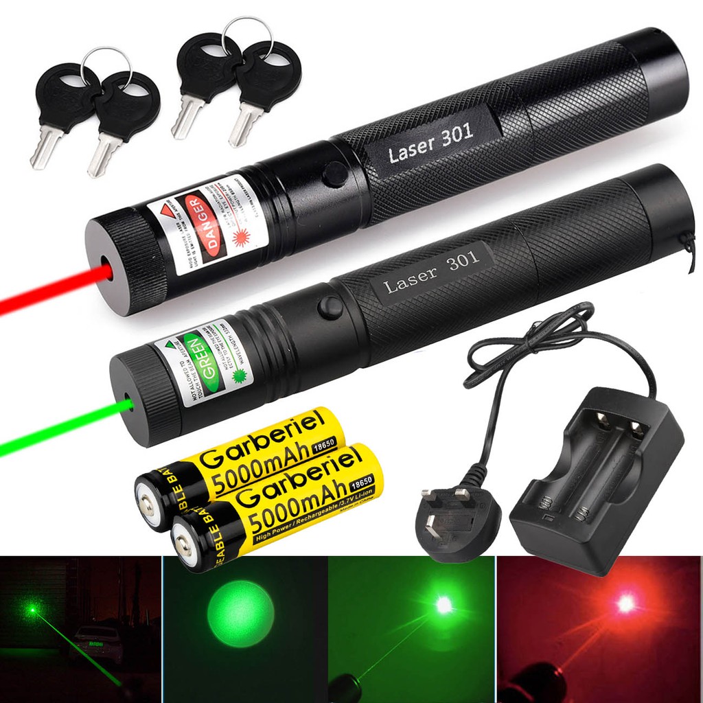 10Mile Green/&Red 1MW 532nm//650nm Laser Pointer Pen Range Beam Light Presentation
