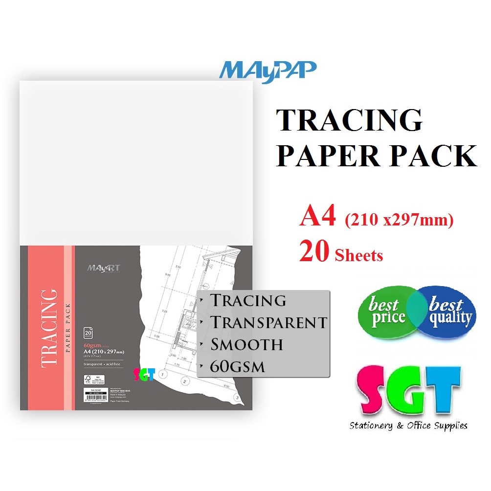 MAYART A4 Tracing Paper 60gsm 20 Sheets / Pack Shopee Malaysia