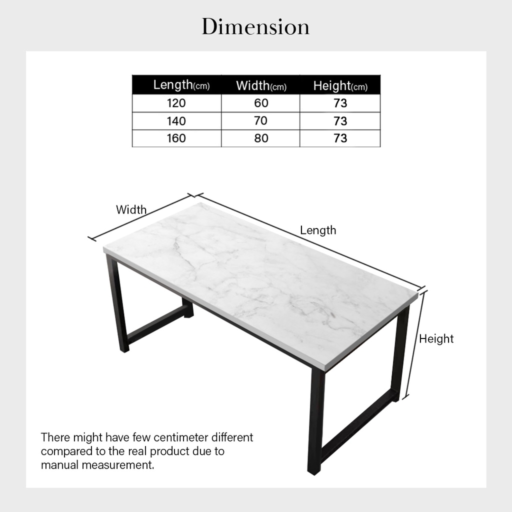 FINSSO: 120CM/140CM/160CM Denver Marble Texture Study Table/ Working Office Table/MEJA