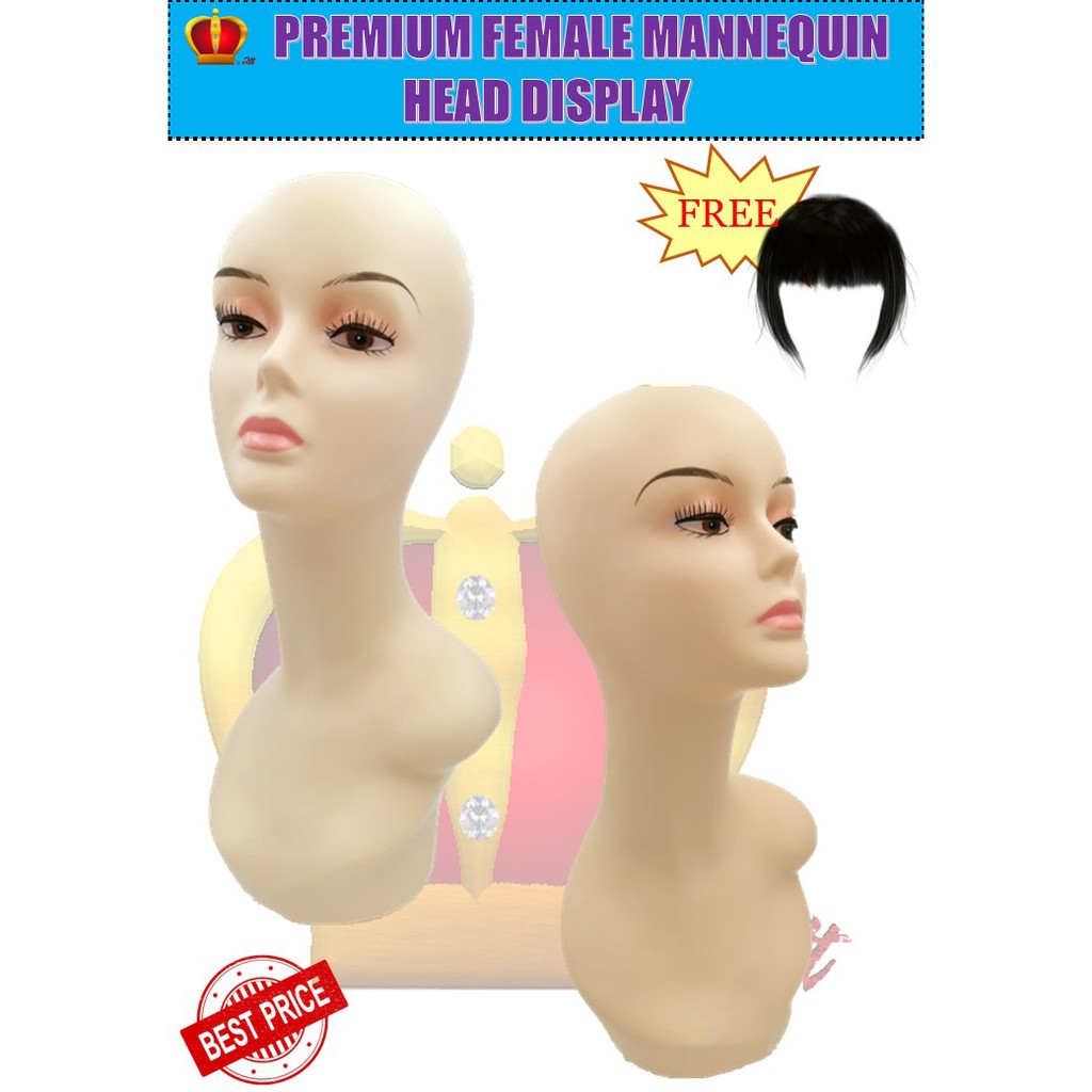 Female Plastic Premium Mannequin Head  Patung Kepala  Dengan 