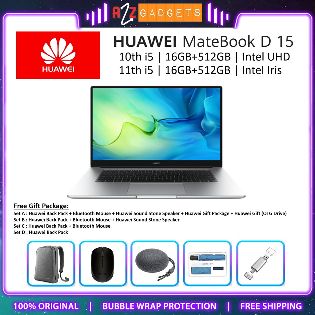 HUAWEI MateBook D15 2021 (Intel Core 10th i3/10th i5/11th i5) (16GB