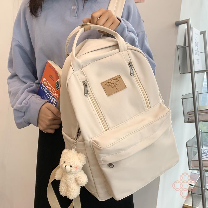 Multifunction Double Zipper Women Backpack Teenager Girls Laptop Backpack Student Shoulder Bag Korean Style Schoolbag 多功能双拉链女式背包 青少年女孩笔记本电脑背包学生肩包