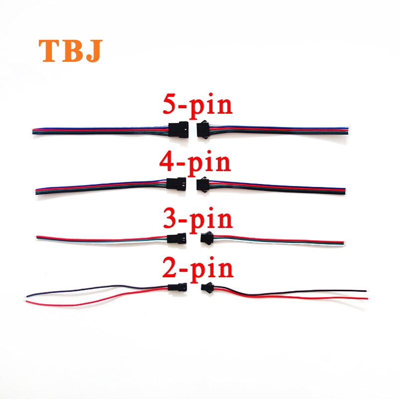 2pin 3pin 4pin 5pin Male And Female 22AWG LED Strip Wire JST SM Plug Connector 