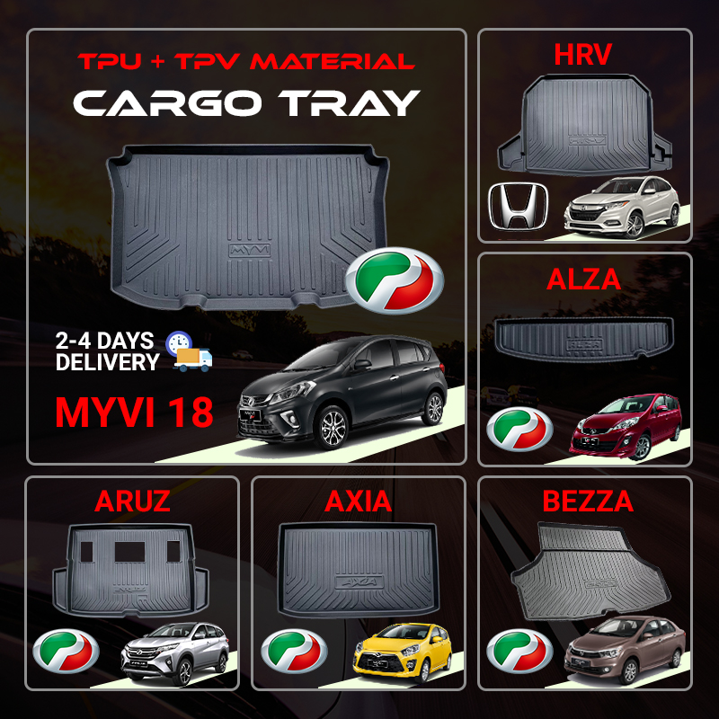 TPU+TPV Leather Spacious Car Cargo Tray for Perodua Myvi 