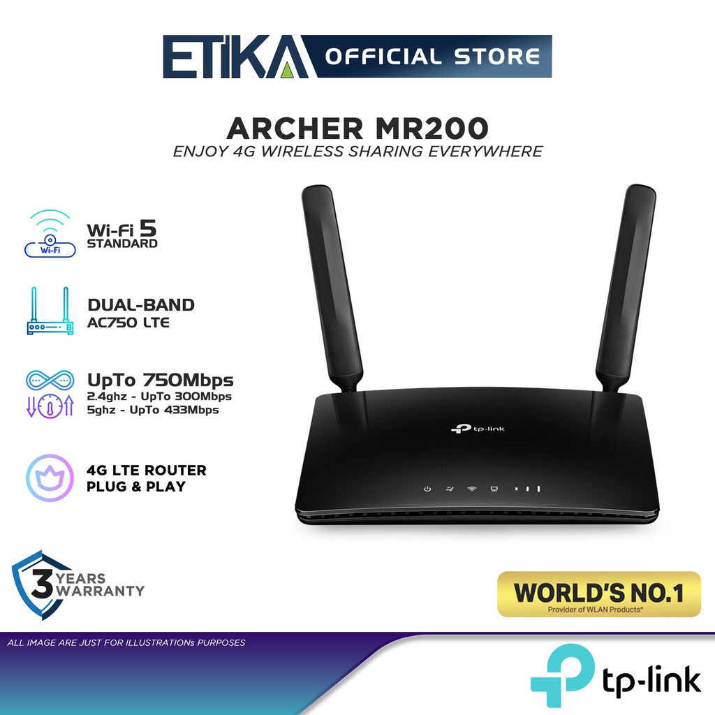 TPLink Archer MR200 AC750 Dual Band 5Ghz 4G LTE Wifi Sim Router