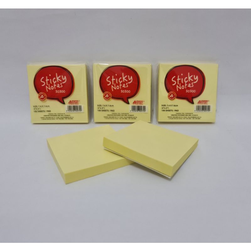 Astar Sticky Note 76mmX76mm (3"x3") 100sheets/Pad Shopee Malaysia