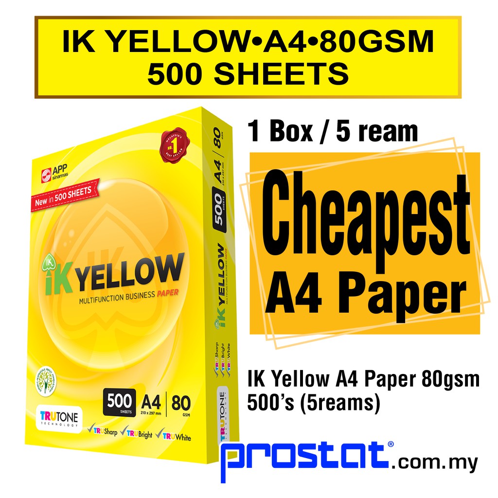 IK Yellow A4 80gsm Paper 500'S (5reams) | Shopee Malaysia