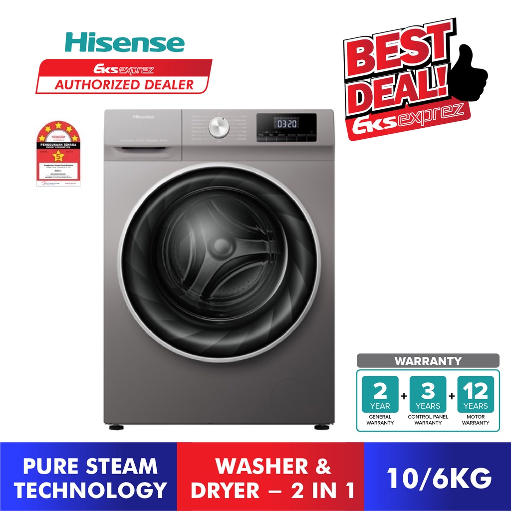 Free Shipping Hisense Front Load Washer And Dryer 10kg 6kg Wdqy1014evjm 2 In 1 Washing 2952