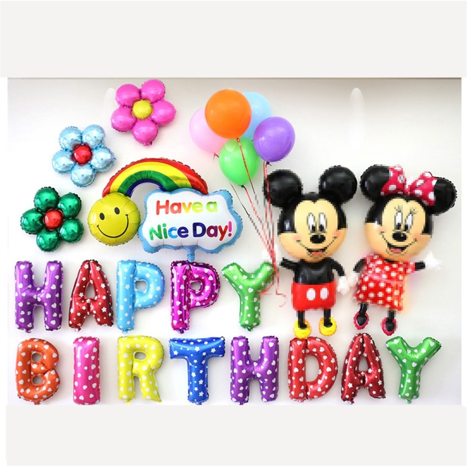Ready Stock Mickey Minnie Happy Birthday Party Balloon