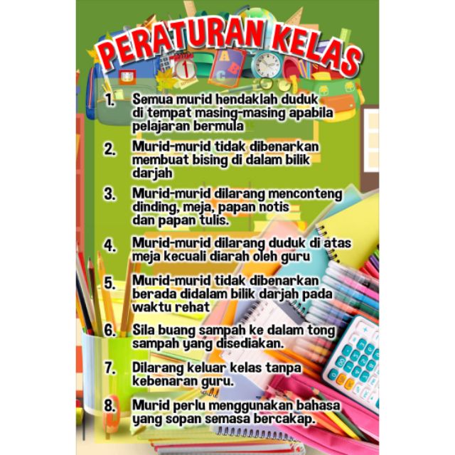 Baru  banner bunting peraturan dalam kelas   