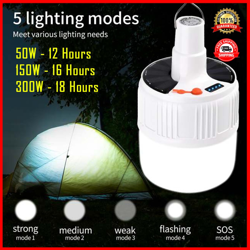 50W/150W/300W Portable Solar Bulb Lamp Rechargeable Lamp Frame Night