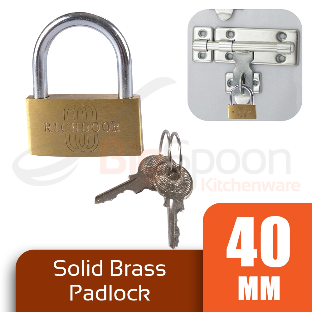 BIGSPOON Solid Brass Padlock 40mm Secure Lock with 2 Keys for Home Office Travel Luggage Baggage [L012-40]