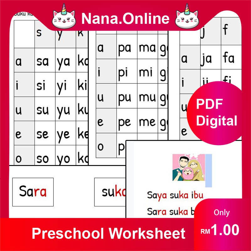 Buy 009 Pdf Belajar Suku Kata Prasekolah Tadika Learn Suku Kata Malay Word Reading Kindergarten Belajar Bahasa Melayu Seetracker Malaysia