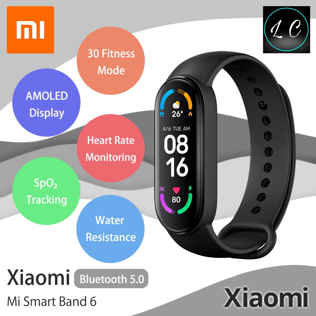 Xiaomi Original Mi Band 6 Smart Wristband 1.56-inch AMOLED Color Screen With Magnetic Charging 30 Sport Modes