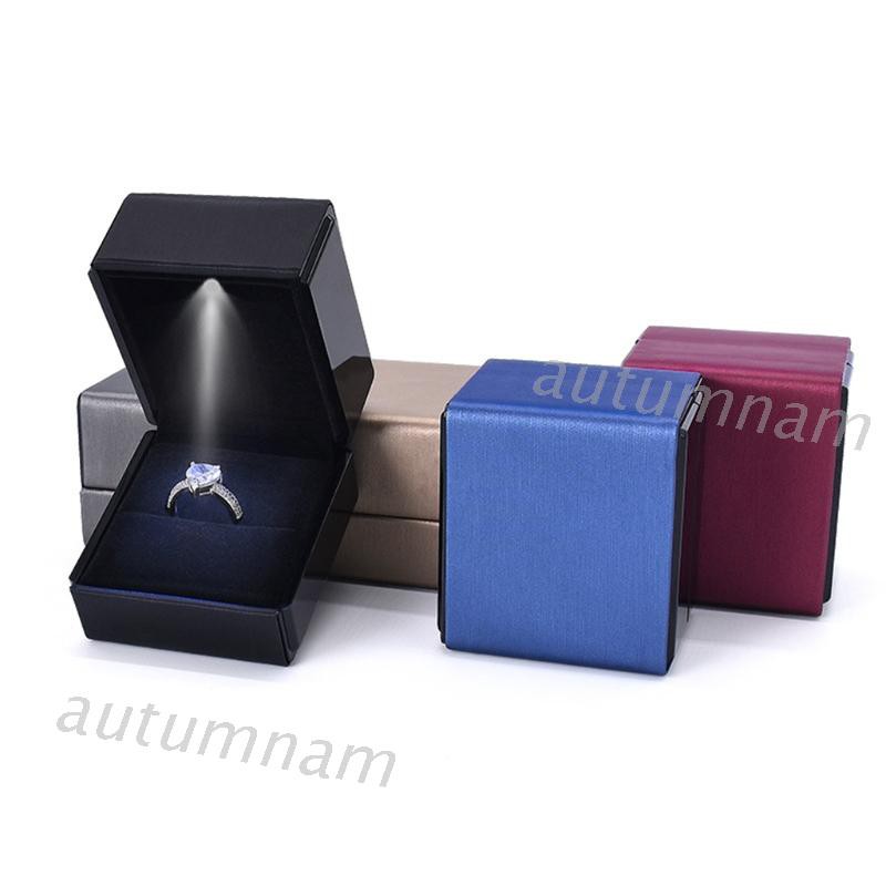 AUTU New LED Lighted Earring Ring Gift Box Wedding Engagement Ring Jewelry Display Holder