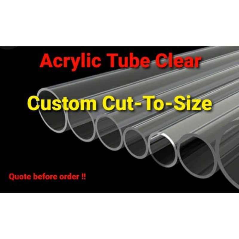 8-20mm OD Clear Acrylic Round Tube Perspex Plastic Cut Crafts DIY 250mm-Length 