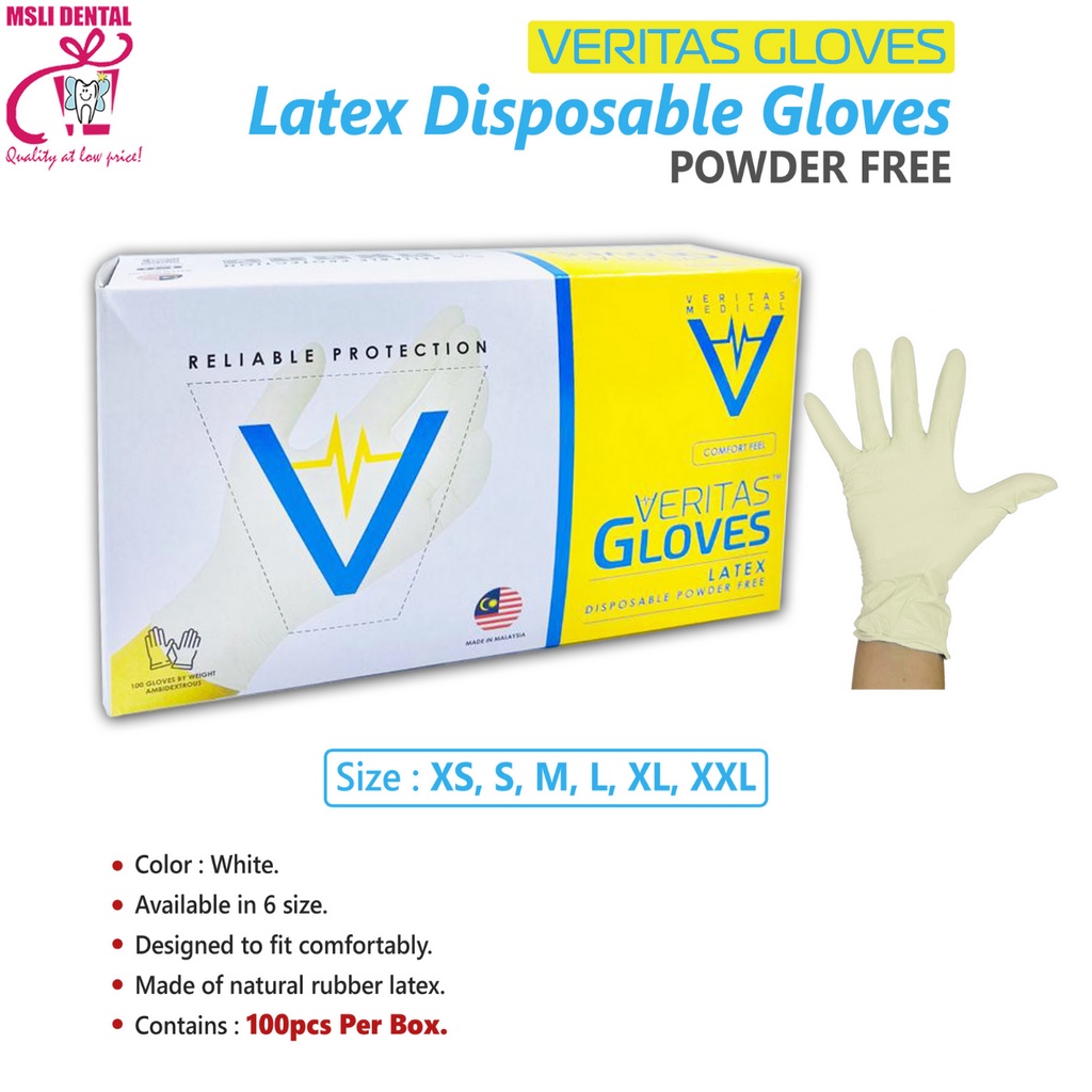 VERITAS MEDICAL LATEX DISPOSABLE GLOVE (Powder Free) Shopee Malaysia
