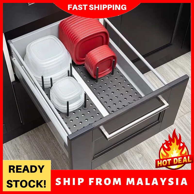 Shelf and Drawer Organizer TrayAdjustable Storage System For Food