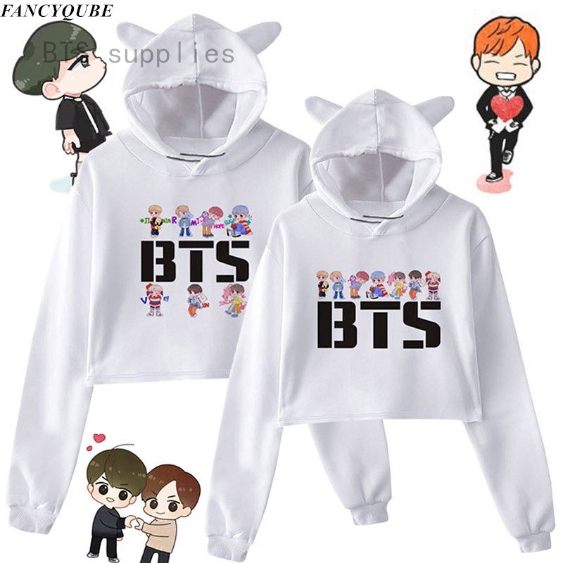 bts hoodie crop top