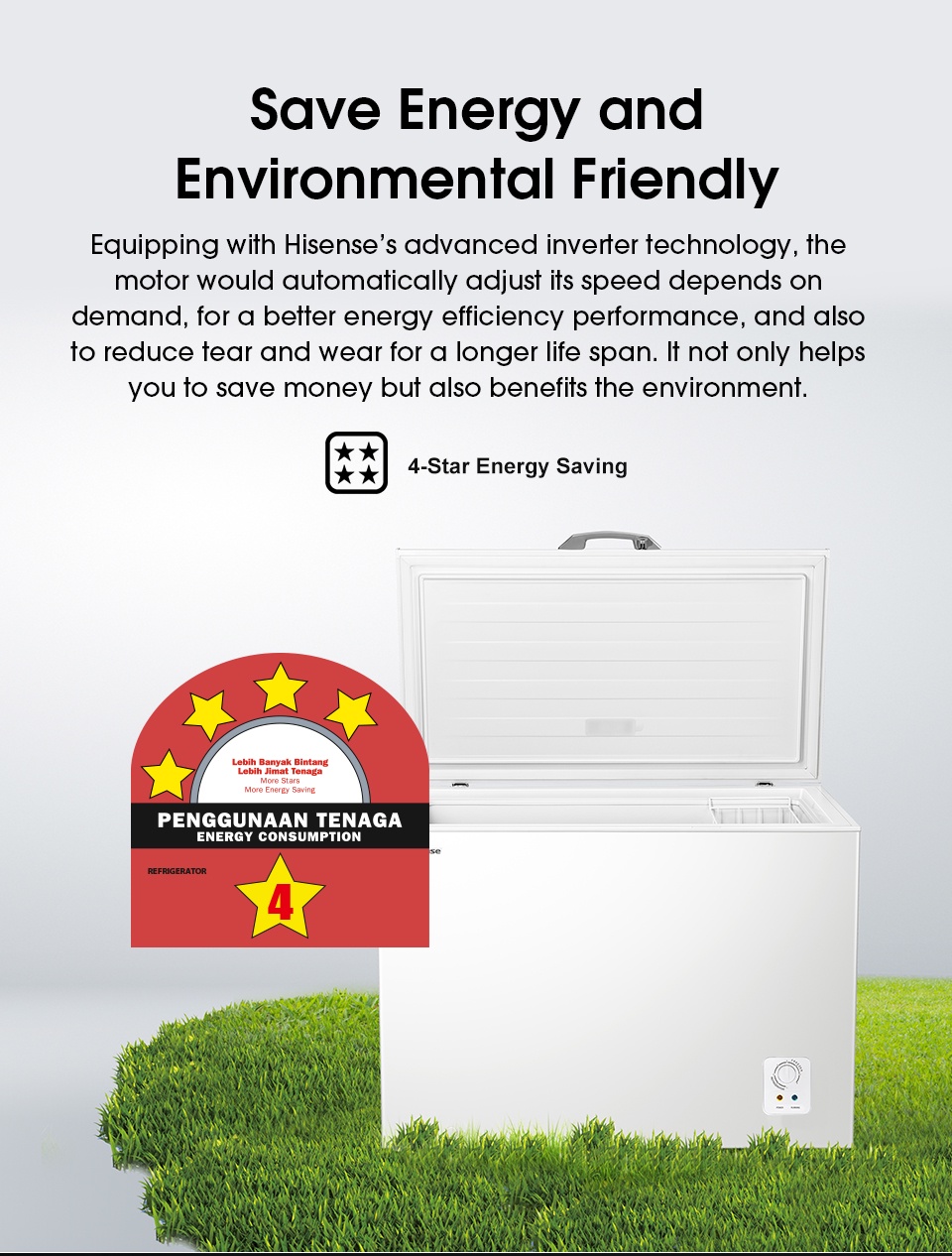 HISENSE 8in1 Super Freeze 350L Chest Freezer (FC428D4BWYS , FC428