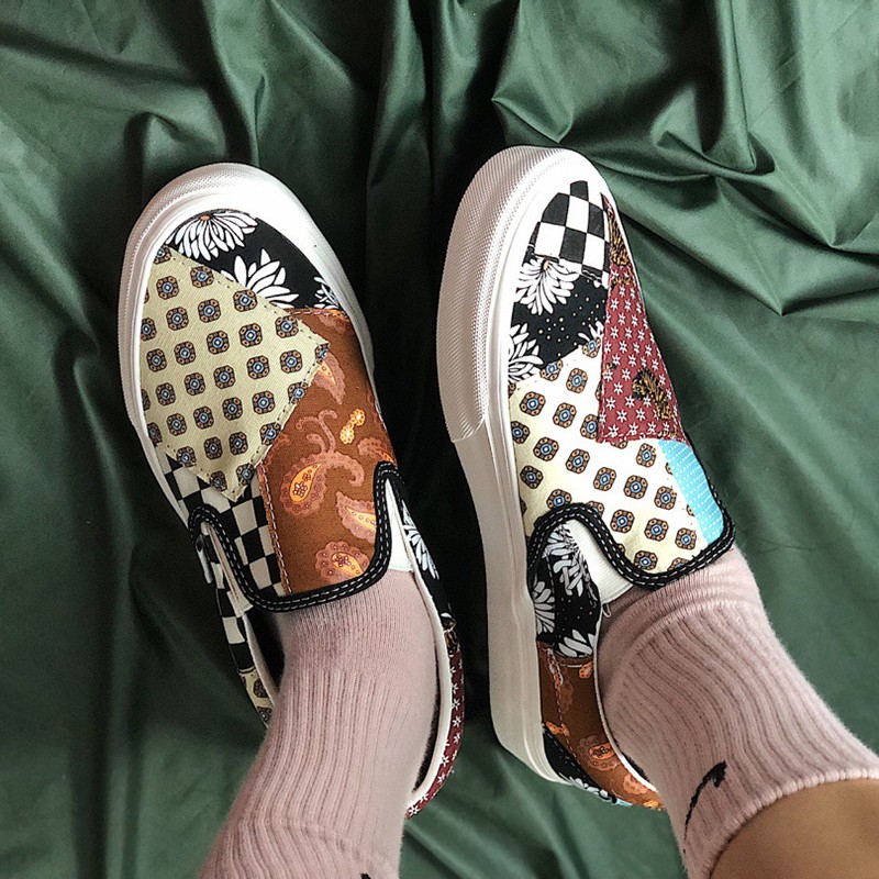 vans tiger patchwork slip on