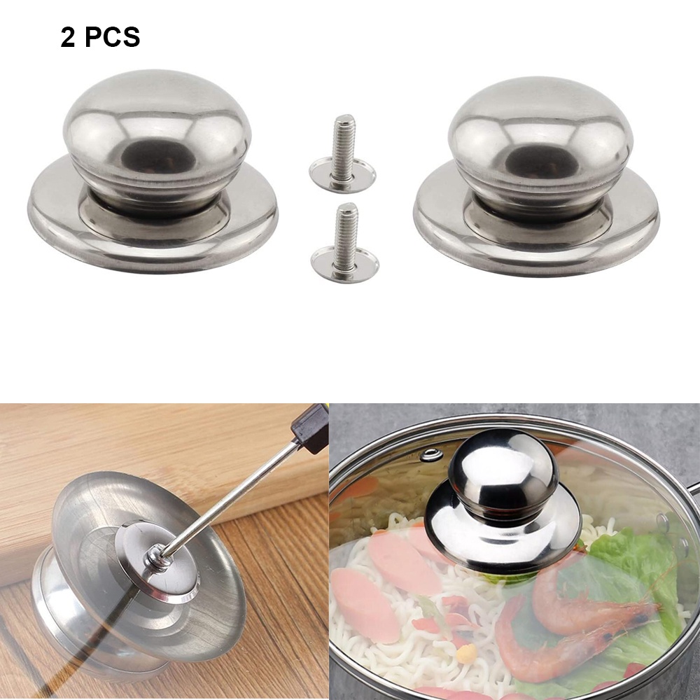 2Pack Universal Pot Lid Cover Knob Handle, Stainless Steel Replacement