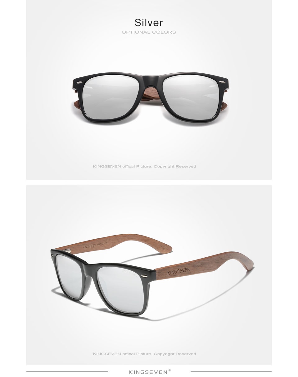 KINGSEVEN New Black Walnut Sunglasses For Men And Women Wood Polarized