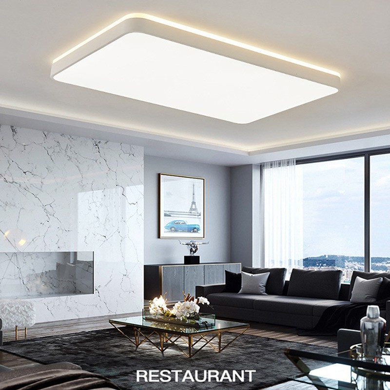 Rectangle Led Modern Ceiling Light Remote Control Living Room