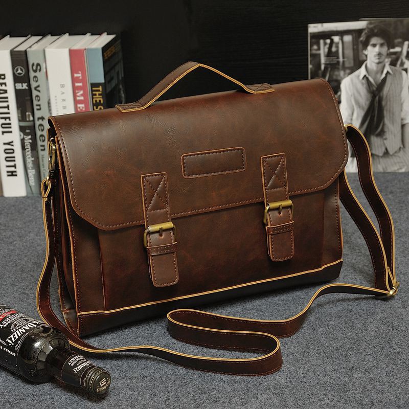 men's leather business briefcase