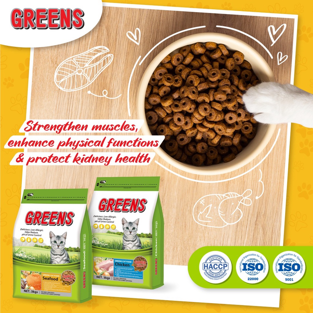 Buy Greens Cat Food/Makanan Kucing Greens-Chicken 3kg (Bubble 