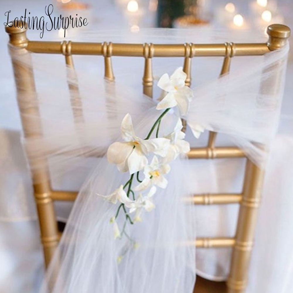 18cm 275cm Organza Wedding Chair Sash Sashes Bow Tulle Chair Cover