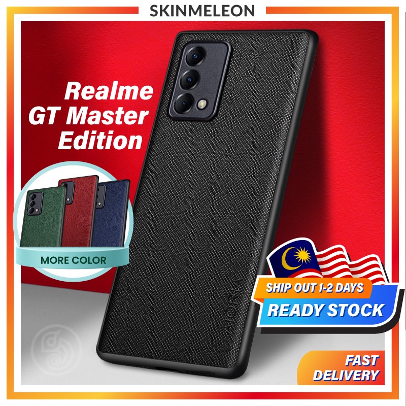 SKINMELEON Casing Realme GT Master Edition Case Elegant Cross Pattern PU Leather TPU Camera Protection Cover Phone Cases