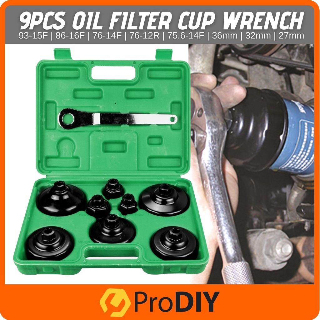 9PCS Oil Filter Removal Wrench Cup Type Oil Filter Opener Set Removal Tool Kit For Cars