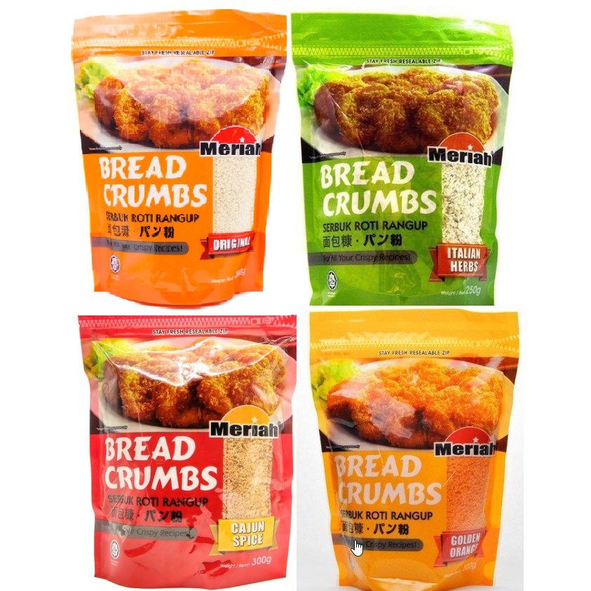 [READY STOCK] MERIAH Breadcrumbs Bread Crumbs ORIGINAL CAJUN SPICE ITALIAN HERBS GOLDEN ORANGE