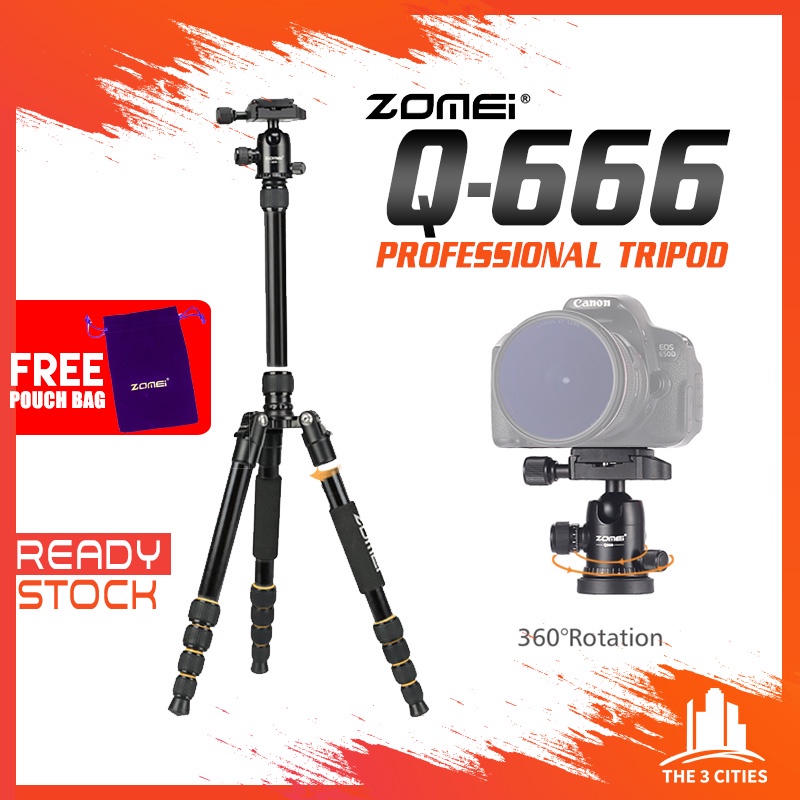 Zomei Q666 Professional Tripod DSLR Camera Ball Head Tripod Flexible ...