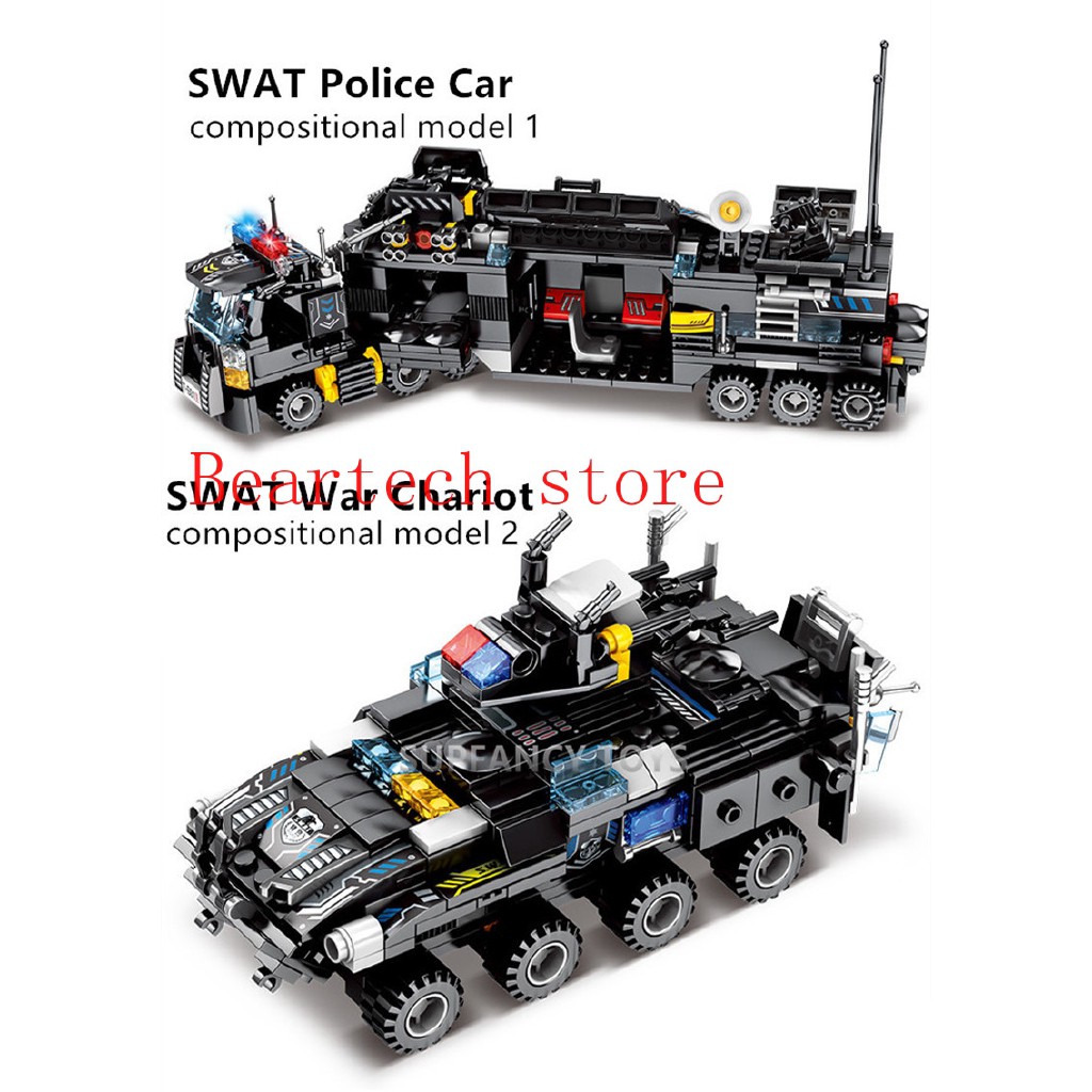 City Police SWAT Truck Building Blocks Sets Ship Vehicle Self Locking Bricks Toy