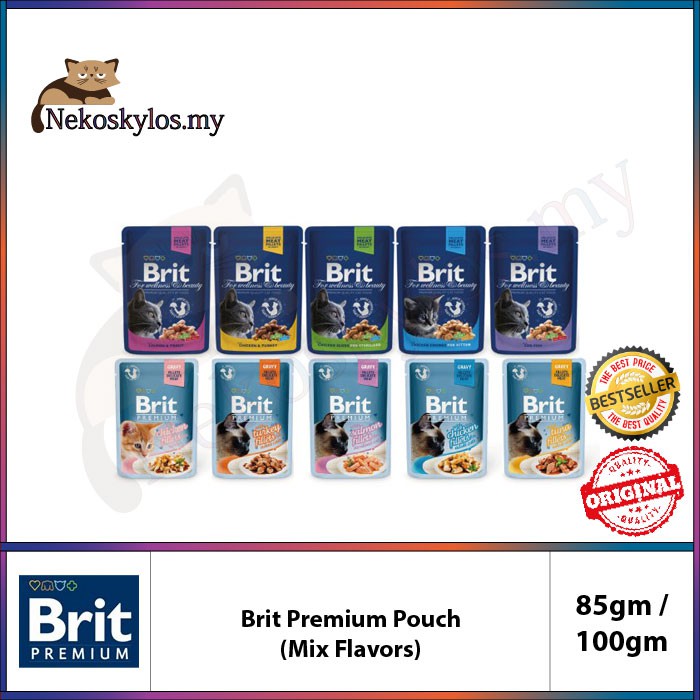Brit Premium Pouch 85gm/100gm x1pcs (MIX FLAVORS ALLOW) Cat Wet Food/ Cat Food/ Pet Food