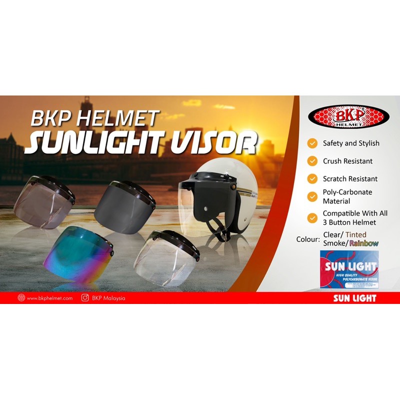 BKP MOTORCYCLE SUNLIGHT VISOR/ 3 button visor / helmet visor /clear