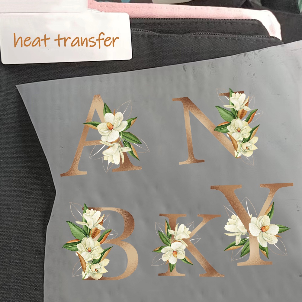 26 Alphabet Flora Letters Heat Transfer Viny Iron on Custome Made