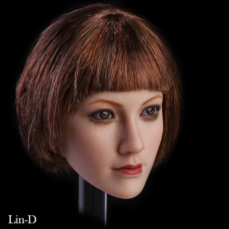 1 6 Scale Girl Head Sculpt Lin With Short Hair Brown Eyes For 12 Figure Body