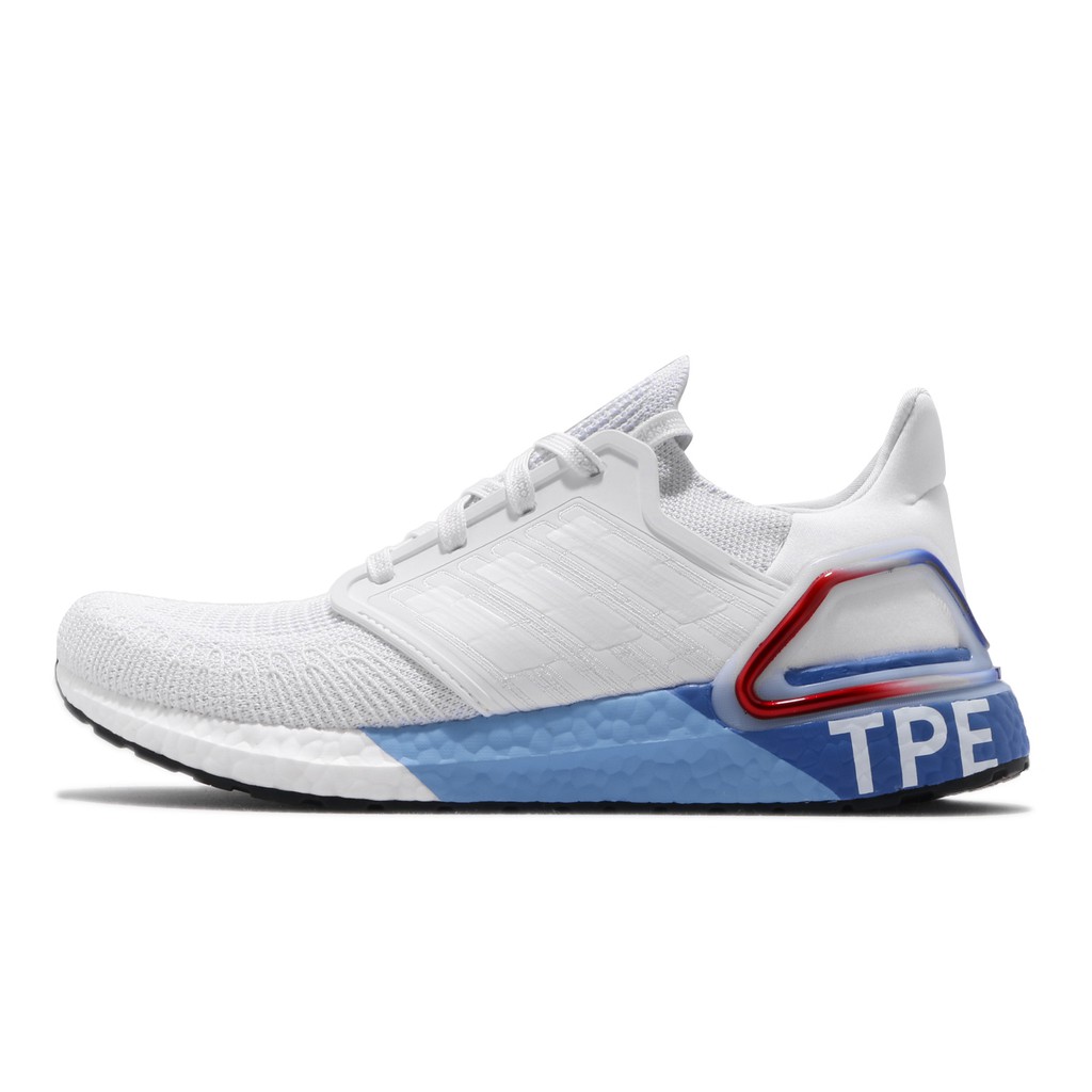 ultra boost red white and blue
