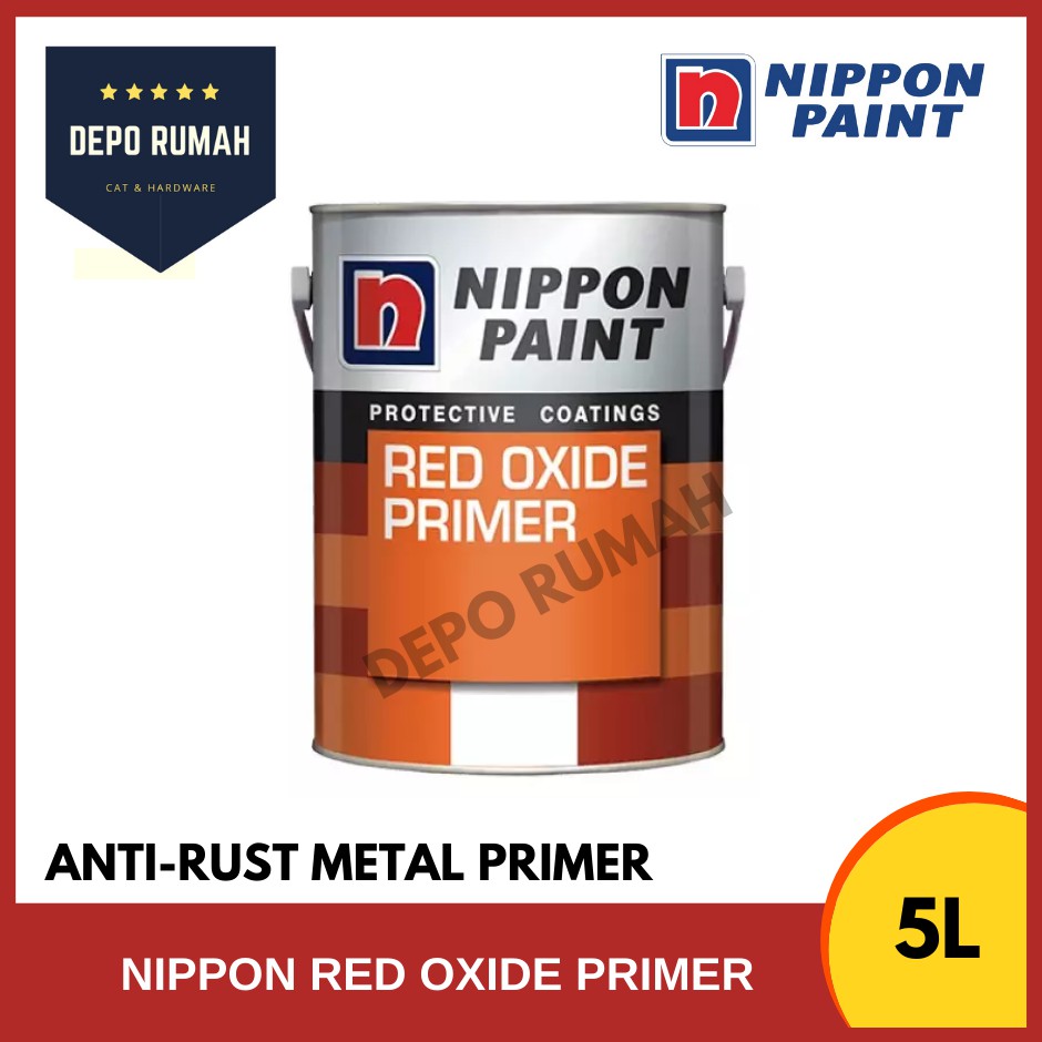 5L Nippon Paint Red Oxide Primer (Metal Primer) 5Litre Cat Nippon Paint