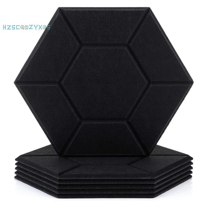 6 Pack Hexagon Acoustic Panels Soundproof Padding High Density