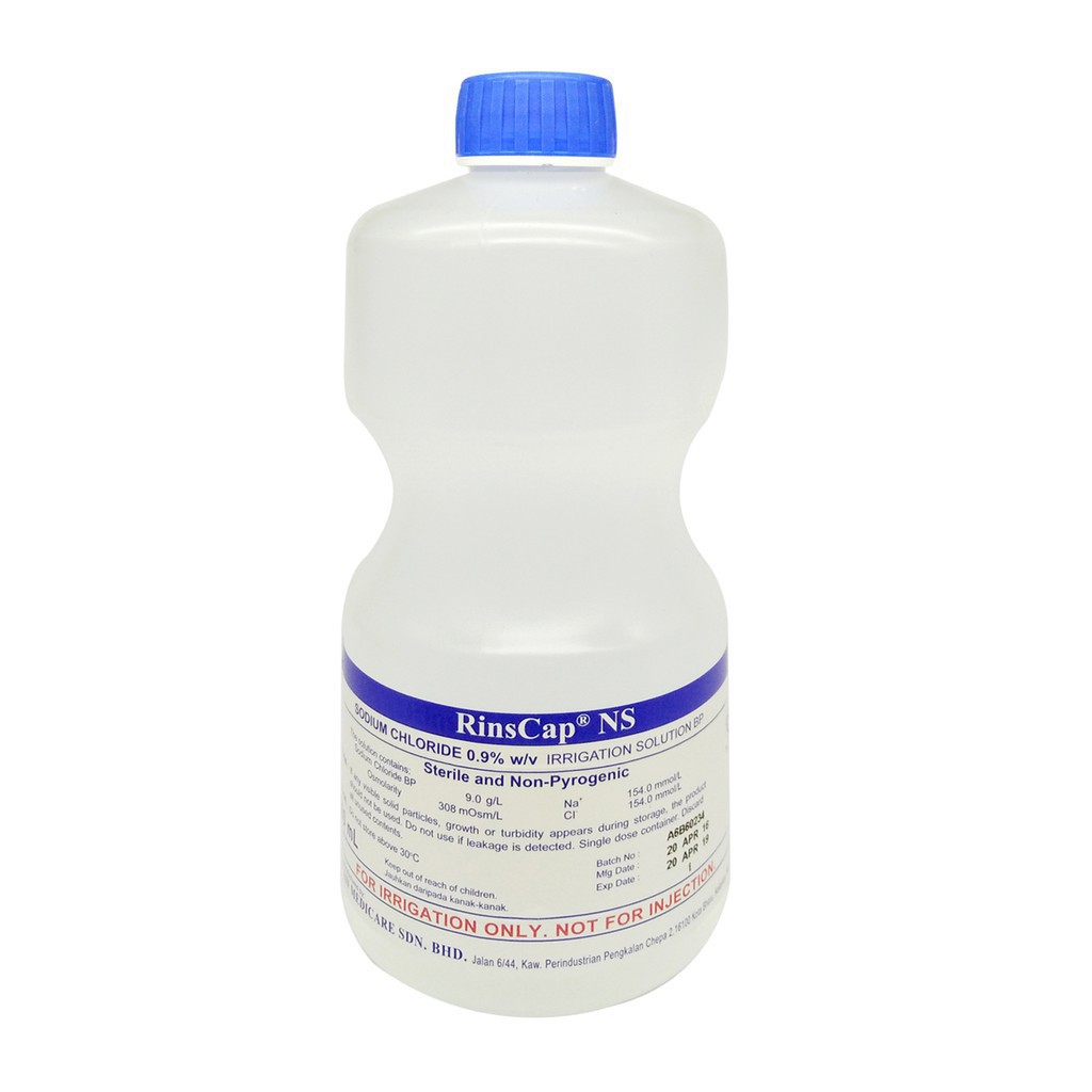 Rinscap Normal Saline Sodium Chloride 0 9 Irrigation Solution Bp 500ml 1000ml Shopee Malaysia