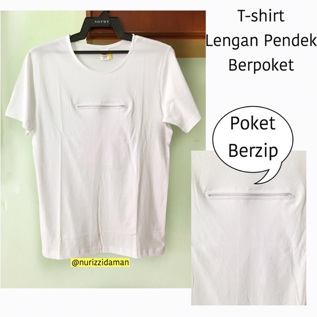 Tshirt Pagoda Poket Baju Pagoda Putih Zip Tshirt Cotton Shopee