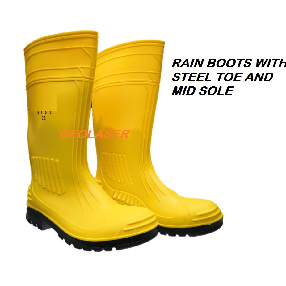 yellow rain boots in store