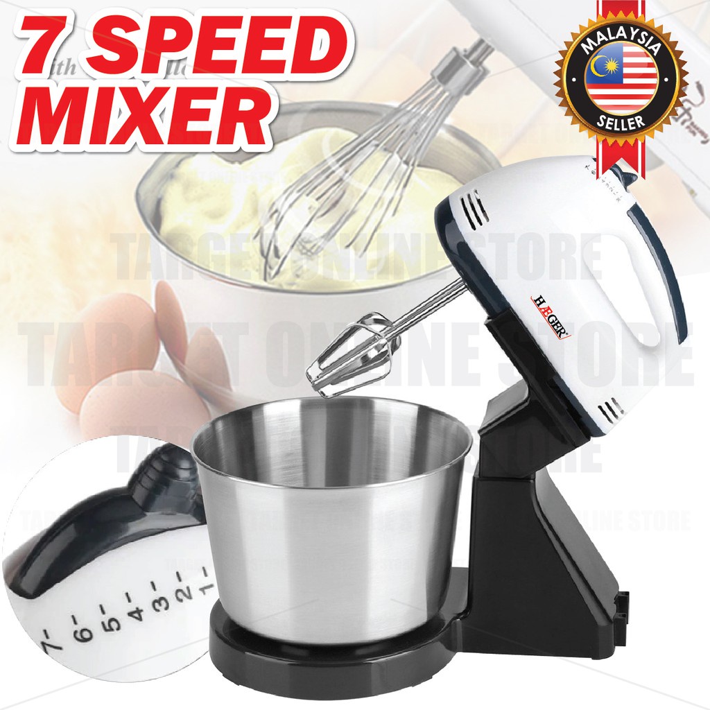 pengadun HAEGER 5 Speed Stand Mixer Bowl Blender Whisk Beater Baking Kitchen 180W/Mesin Pengadun Tepung