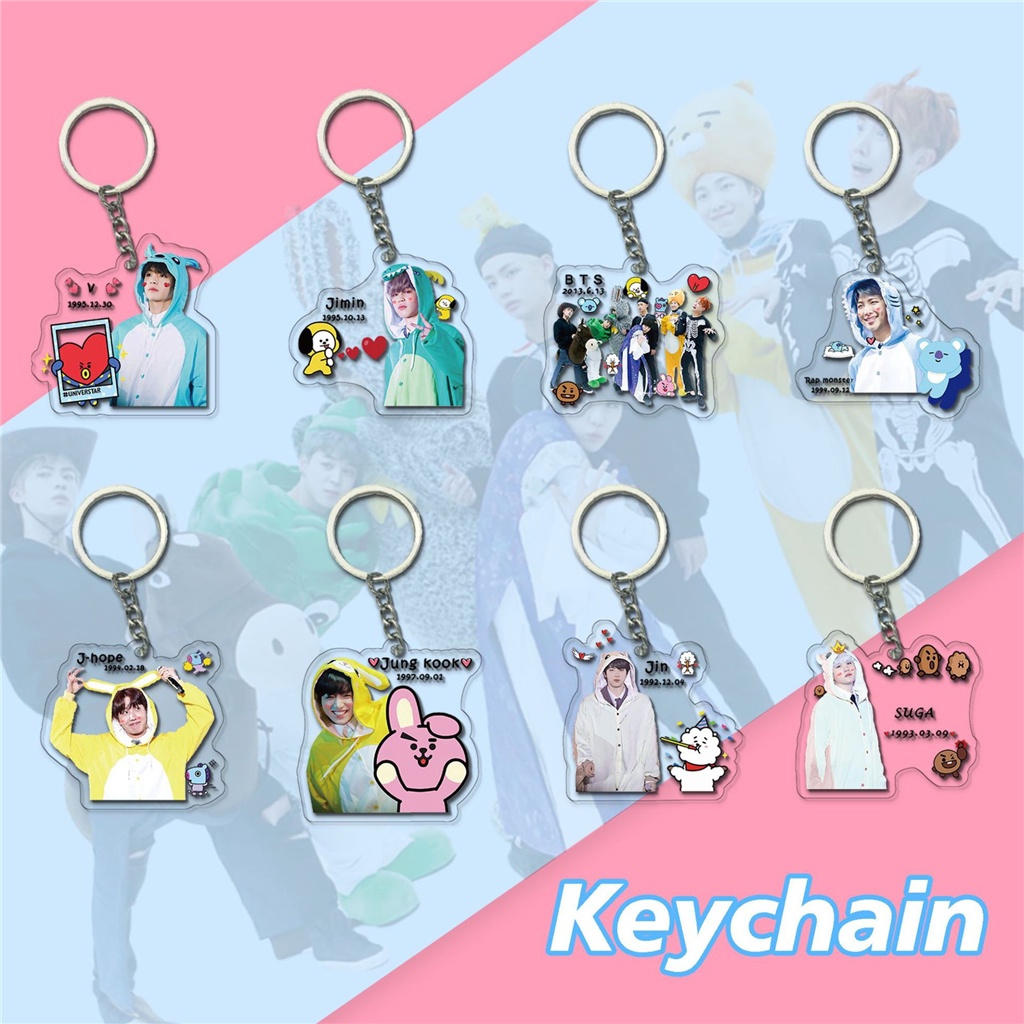 2022 KPOP BT Butter BT Keychain Double-sided pattern Keyring Bangtan Boys 21 TINY TAN Dynamite V JUNGKOOK JIMIN JIN SUGA RM JHOPE Bag Pendant Collectible Memorabilia Cute Cartoon