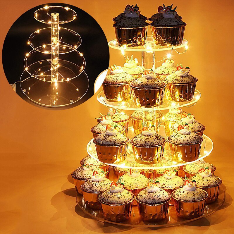 LOCAL READY STOCK 4 Tiers LED Light Cake Stand Acrylic Cake Display