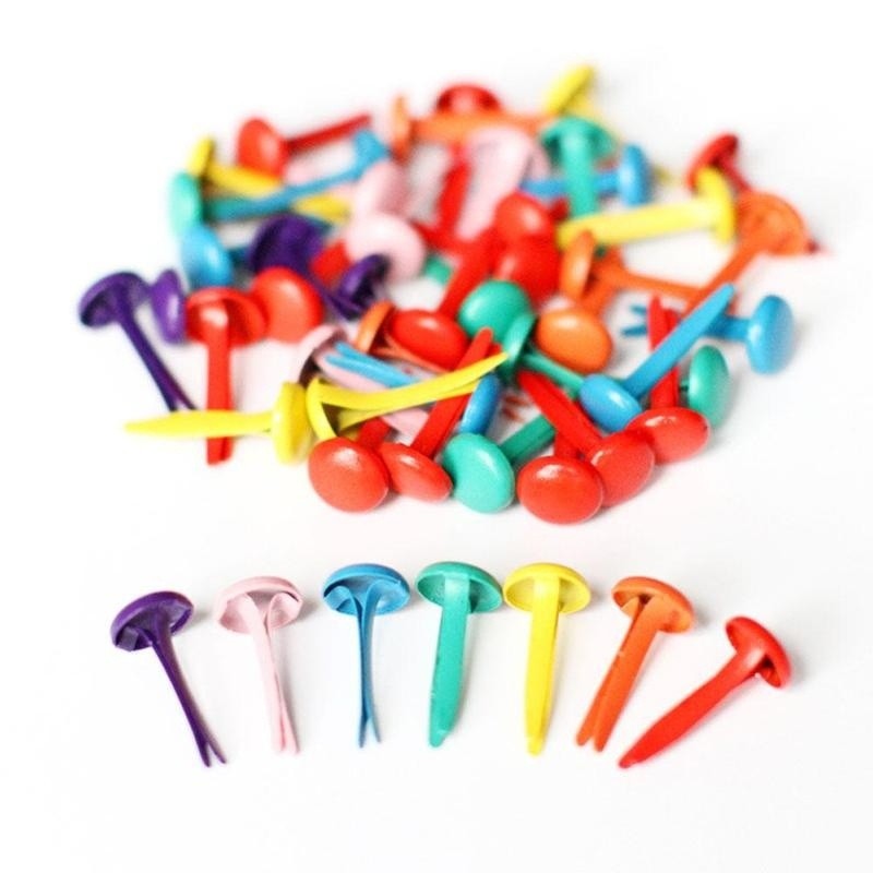 200PcMixed Color Metal Brad Paper Fastener For Scrapbooking Craft 8mm 